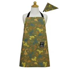 訳あり 【恐竜 カーキ B13806-GR】 エプロン 三角巾 セット キッズ 子供用 男の子 KidsForet キッズフォーレ M(100〜120) マジックテープ 小学生 幼稚園 保育園 かわいい 可愛い おしゃれ
