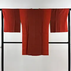 道行 身丈125cm 裄丈64cm M 和装コート 角衿 丸紋 ぼかし 赤 正絹 秀品 【中古】
