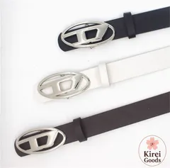 【未使用】DIESEL ラメデザイン Dメタルロゴ ベルト レディース ブラック B-1DR Woman: leather Belt with silver D logo buckle | Diesel