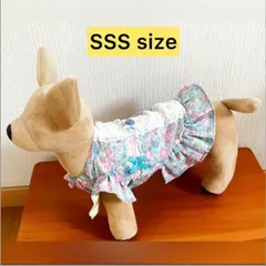 犬服　SSSsize　ハンドメイド　小型犬　バルーン　レース　フリル　リボン