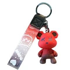 新品 [Moerstar] クマ キーチェーン キーホルダー かわいい 樹脂 動物のペンダント かわいい色の熊の鍵 アイデアを編んで縄 動物のペンダント 金属のキーホルダー