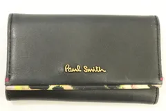 【中古】 Paul Smith メンズキーケース -- 4連キーケース パンジープリントトリム Paul Smith -- 紺 ネイビー ロゴ