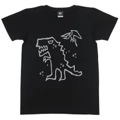 新品・ティラノ UネックTシャツ (ブラック) sp052ut -X- 半袖TEE 黒色 カットソー 恐竜 きょうりゅう ティラノサウルス プテラノドン 可愛い かわいい 落書き らくがき イラストレーション