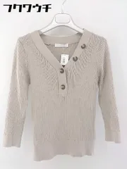 ◇ SENSE OF PLACE by URBAN RESEARCH Vネック リブ 七分袖 ニット セーター サイズ F ベージュ レディース  【中古】 【1106250011434】