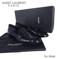 SAINT LAURENT PARIS サンローランパリ エナメル シューズ 黒 レディース 37 パテント オペラ フラットシューズ 箱 保存袋付 中古