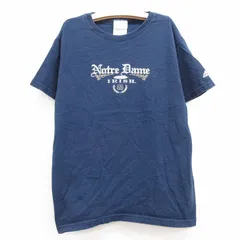 古着 アディダス adidas 半袖 ビンテージ Tシャツ キッズ ボーイズ 子供服 90s ノートルダム アイリッシュ コットン クルーネック 紺 ネイ