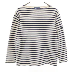 SAINT JAMES セントジェームス フランス製 ボーダー柄 長袖 バスクシャツ 31/2 アイボリー×ブルー レディース 古着