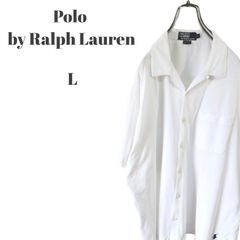 Polo by Ralph Lauren ポロバイラルフローレン 半袖 オープンカラーシャツ ワンポイントロゴ ポニー刺繍 ホワイト 無地 メンズ Lサイズ