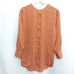 ◇ ITEMS URBAN RESEARCH 総柄 長袖 シャツ ブラウス サイズF オレンジ ブラック レディース E  【1406180089955】