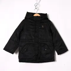 組曲 ナイロンジャケット フード付きジャンパー 中綿入り アウター キッズ 女の子用 M(110-120)サイズ ブラック KUMIKYOKU 【中古】