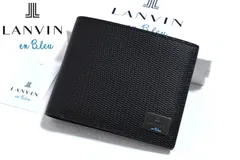 新品 LANVIN en Bleu【ハイデ】イタリアンレザー ２つ折り 財布 581604 ブラック ランバンオンブルー
