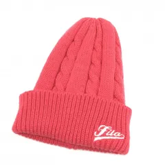 【超美品】フィラゴルフ ニット帽 ピンク ケーブル編み アクリル100％ レディース  ゴルフウェア FILA GOLF