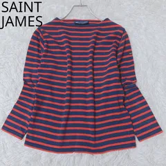 セントジェームス　長袖カットソー　ボーダー柄　ボートネック　ロゴマーク　フランス製　カジュアル　ネイビーレッド