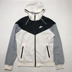 NIKE ナイキ ウィンドブレーカー ナイロンジャケット  フード付 VIETNAM製 メンズS ホワイト/グレー