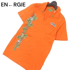 イタリア製★ ENERGIE エナジー スカル★ ボタニカル プリント 半袖 スキッパー ポロシャツ Sz.XL　メンズ 大きいサイズのサムネイル