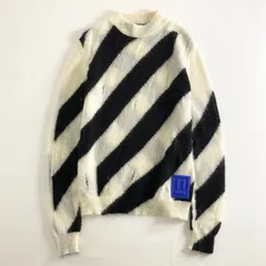 80h12 OFF-WHITE オフホワイト MOHAIR DIAG SWEATER モヘアニット セーター クルーネック プルオーバー OMHE028E19B02002 Sサイズ ホワイト ブラック モヘヤのサムネイル