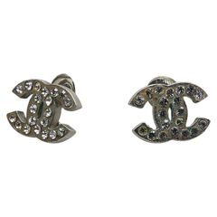 シャネル ココマーク ラインストーン スタッド シルバー メタル レディース CHANEL【1-0219316】