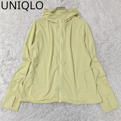 ユニクロ　エアリズム　UVカット　パーカー　メッシュ　サムホール　軽量　接触冷感　アウトドア　カジュアル　シンプル　イエロー系　XLサイズ