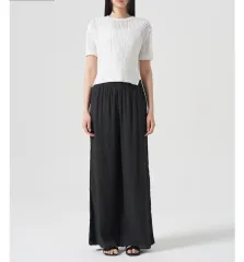 新商品* 8seconds(エイトセカンズ) プリーツパンツ しわ イージーパンツ ワイドパンツ ストレートパンツ チャコール