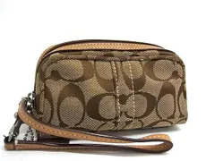 ■美品■ COACH コーチ シグネチャー キャンバス マルチポーチ マルチケース メイクポーチ 小物入れ レディース ブラウン系 DH4368