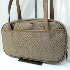 【美品】バリー Bally キャンバス レザー 総柄 2コンパートメント ハンドバッグ ミニボストンバッグ ライトブラウン 6128535e20250207