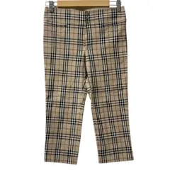 美品 BURBERRY BLUE LABEL バーバリーブルーレーベル ノバチェック ストレッチ クロップドパンツ 36 ベージュ レディース 古着 中古 USED