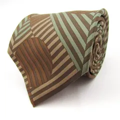 ミラショーン ブランド ネクタイ ロゴ ストライプ柄 総柄 ドット 格子柄 シルク イタリア製 PO  メンズ ブラウン mila schon 【中古】