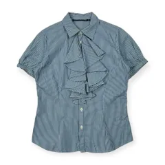RALPH LAUREN SPORT ラルフローレン スポーツ ストライプ フレア 半袖シャツ 8/ブルー系 レディース