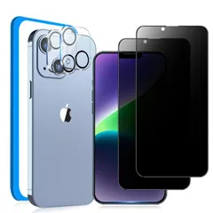 【覗き見防止】 iphone14 ガラスフィルム［2枚］カメラフィルム［2枚］のぞき見防止 アイフォン14強化ガラス 液晶保護フィルム 横から見えな