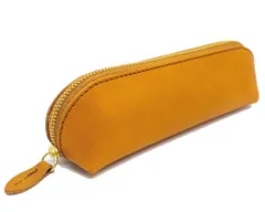 栃木レザー ペンケース ふでばこ ラウンドジップ 天然皮革仕様 牛革 日本製 (ブラウン) 