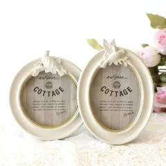 写真立て フォトフレーム おしゃれ かわいい 可愛い ミニ 小さい 壁掛け 卓上 白 ホワイト 鳥 DSC チェキ 丸 楕円 オーバル 写真たて レトロ クラシック アンティーク エレガント 誕生日 ギフト プレゼント ホワイトバードのフォトフレーム 2タイプ