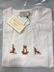 在庫処分　メゾンキツネ MAISON KITSUNE Yoga Fox ヨガ フォックス プリント Tシャツ カットソー 半袖