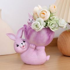 鉢植え 植木鉢 プランター プラントポット フラワーポット ガーデニング 樹脂 屋内 屋外 インテリア 庭 玄関 花を持っているウサギ うさぎ
