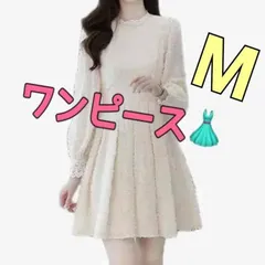 R93　【結婚式 二次会 謝恩会 披露宴 】 ドレス レース レディース ワンピース 長袖 パーティードレス フレアワンピース レースワンピース   M（ウ-5）