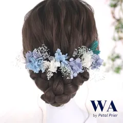 髪飾り 髪飾りセット 成人式 振袖 結婚式 ブライダル ヘッドドレス 卒業式 七五三 前撮り 青 水色 白 ホワイト あじさい カスミソウ ドライフラワー K-69