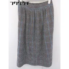 ◇ merlot メルロー チェック 裾プリーツ 膝下丈 フレア スカート ブラウン マルチ レディース  【中古】 【1110260005185】のサムネイル