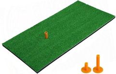 CLeDeL（クレーデル） ゴルフマット ゴムティー2本 セット 練習 スイング練習 室内 屋外 アプローチ 素振り 芝生 人工芝 順目 逆目 ラフ 高耐久(グリーン)