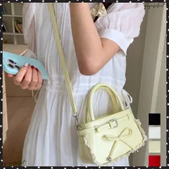 ショルダーバッグ 小さめ フェイクレザー ハンドバッグ スクエア 2way 肩掛けバッグ リボンデザイン 大人かわいい手提げ鞄 レース 斜め掛けカバン フェミニン スマホポシェット おしゃれ合皮BAG 韓国風 ミニバッグ