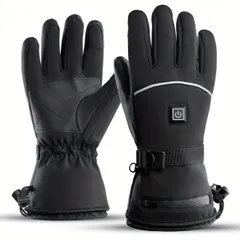 グローブ スポーツ用 滑り止め 耐摩耗加工 防寒構造 電熱機能付き 温度制御対応 バッテリーボックス式加熱 モバイル操作サポート 軽量構造 高保温性 冬用アクティビティ バイク 通勤 通学 屋外運動 スマート制御対応多機能グローブ ブラック