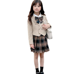 女の子 フォーマルスーツ 4点セット 制服 入学式 蝶ネクタイ付き 子供服 カジュアル 春秋 小学校卒業式 七五三 卒園式 學院風 お宮参り 90-160cm