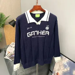 h学院風 ツイストテクスチャー ポロカラー ニットセーター ユニセックス 秋冬 長袖 カップルコーデ