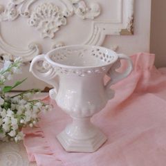 フラワーベース ホワイト 花瓶 フルール (184) フラワーポット ベース 陶器 アイボリー おしゃれ ヨーロピアン 輸入 花器 花びん 花材 ローズ かわいい 小さい 小ぶり