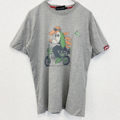 古着 used　Celldusn　半袖プリントTシャツ　クルーネック　レトロデザイン　グレー　灰色　Mサイズ