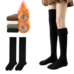 おしゃれ 綿 長さ65cm 無地 柔らかい 伸縮性 可愛い 美脚効果 足冷え対策 保温吸湿 足長効果 ハイソックス 通学 着圧ソックス 2足組 防寒保温 レディース 裏起毛 通勤 暖かい 厚手 ニーハイソックス [雲見]