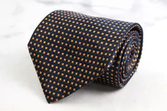 タカキュー ブランド ネクタイ チェック柄 格子柄 スクエア柄 シルク PO メンズ ネイビー TAKA Q 【中古】