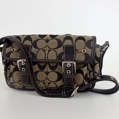 【COACH】コーチ シグネチャー ショルダーバッグ 6844 ミニフィールド サッチェル ブラック キャンバス レザー レディース【中古】4-3 41195