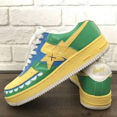 KAWS CHOMPERS BAPE STA エナメル スニーカー 27.5cm Green Blue a bathing ape BAPESTA Shoes カウズ エイプ ベイプ ベイプスタ NIGO