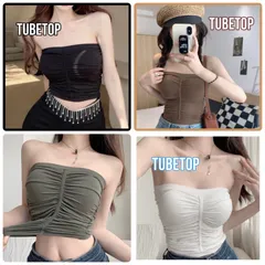 チューブトップ カップ付き ノンワイヤー チラ見え防止 ブラトップ ギャザー オフショルダー トップス ストレッチ ロング丈 ベアトップ タイト 肌見せ 薄手 トップス 無地 チューブトップ フィット ベアトップ 肩出し 秋冬