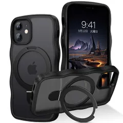 GUAGUAiPhone12MimiケースMagSafe対応ウェーブスタンドMagSafe対応半透明縦横両対応リング付きいphone12Mimi可愛いうねうね韓国120°開閉可能耐衝撃指紋防止マット感滑り止め