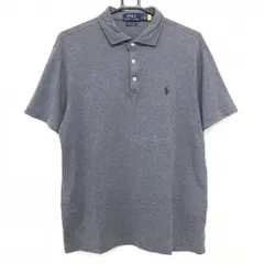 【超美品】ポロラルフローレン 半袖ポロシャツ グレー ロゴグリーン  メンズ LG ゴルフウェア Ralph Lauren